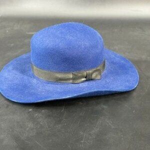 Vintage Doeskin Felt 100% Wool Old New York Blue Cloche Hat Old Hollywood 1940’s